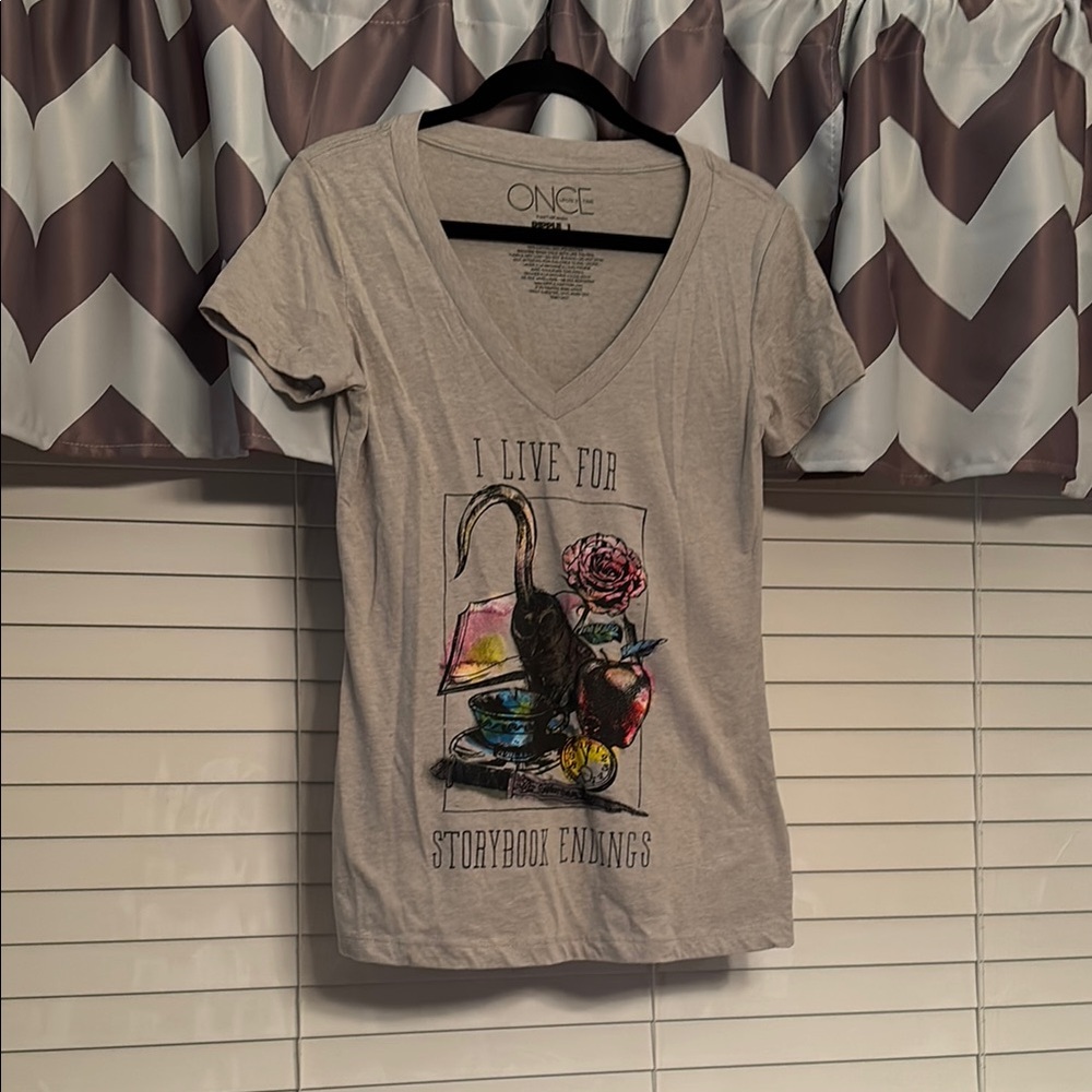 Gray Graphic Tee with ONCE Storybook Print